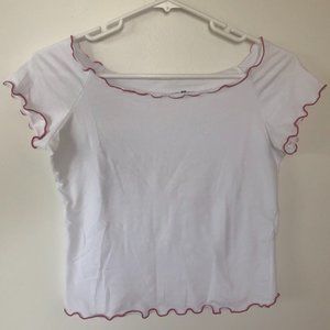 Brandy Melville NWOT white top with red trim
